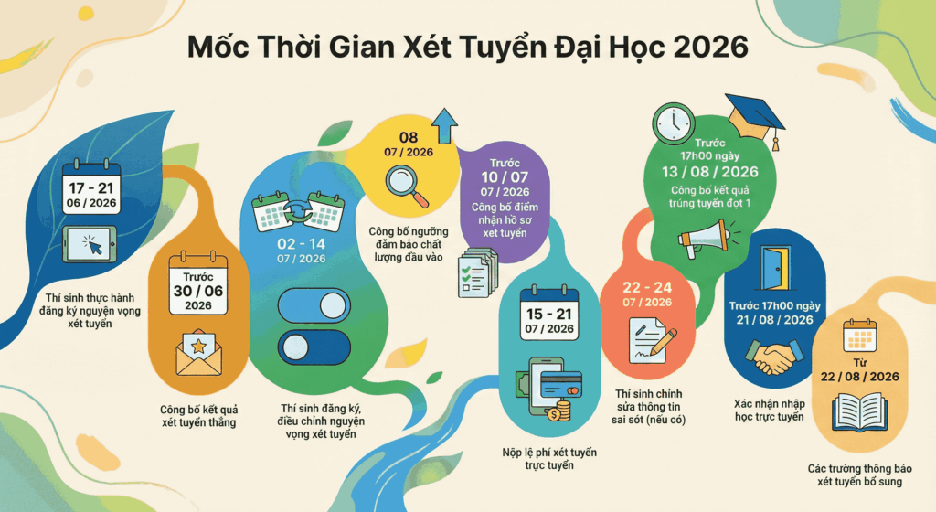 Các mốc thời gian Xét tuyển Đại học 2026